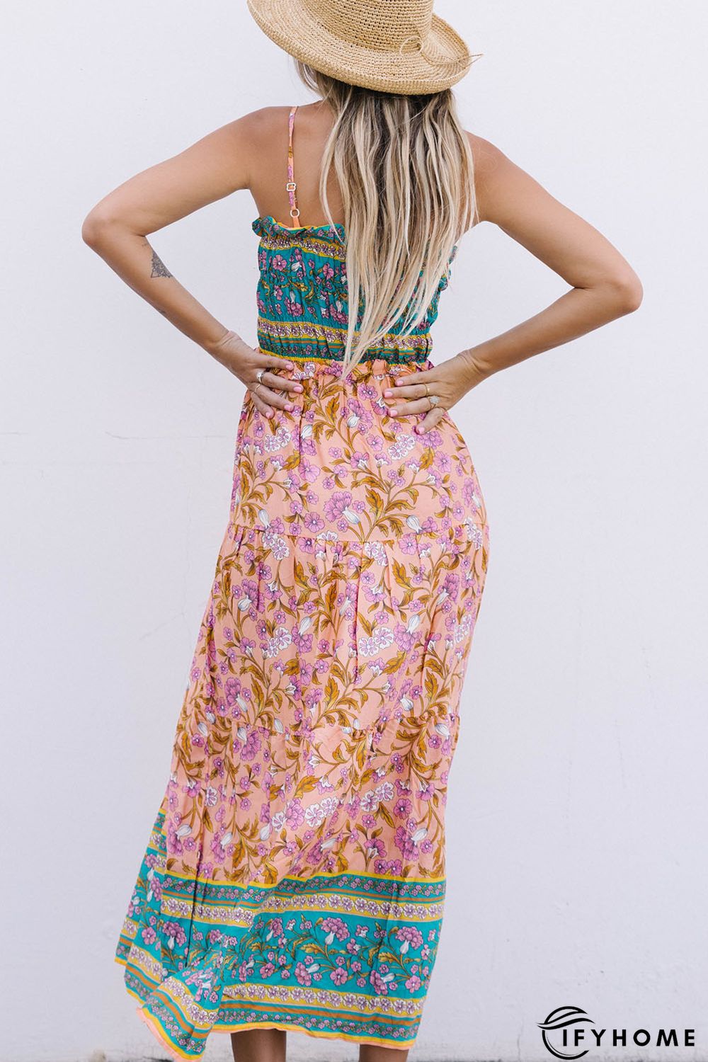 Floral Print Bodice Spaghetti Strap Maxi Dress | IFYHOME