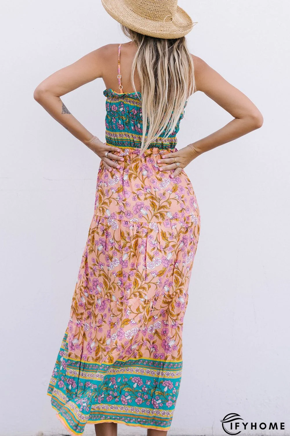 Floral Print Bodice Spaghetti Strap Maxi Dress | IFYHOME