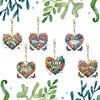 (US Local)6Pcs Acrylic Double Sided Heart Diamond Painting Keychain for Bag Decor