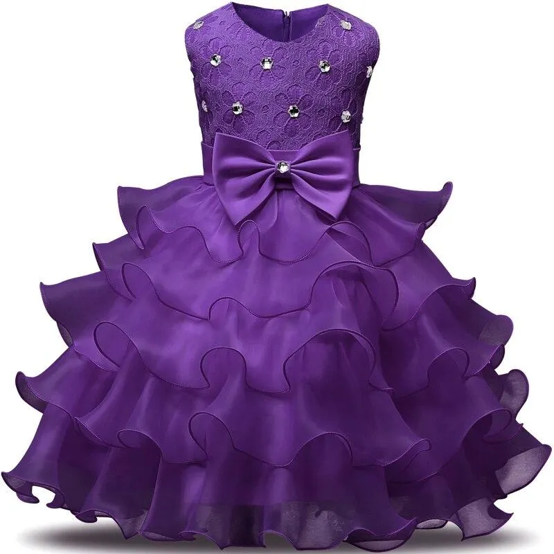 Girls Princess Flowers Ball Gown Princess Dress Kids Clothes Girls Cake Formal Dresses For Weddings Tutu Dress Party Evening