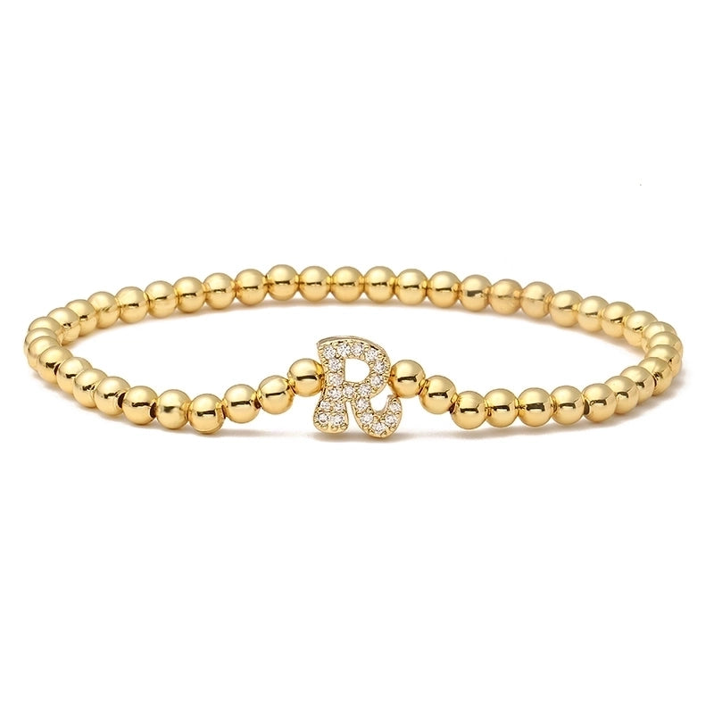 Vintage Style Minimalist Classic Style Letter Copper Zircon 18K Gold Plated Inlay Bracelets