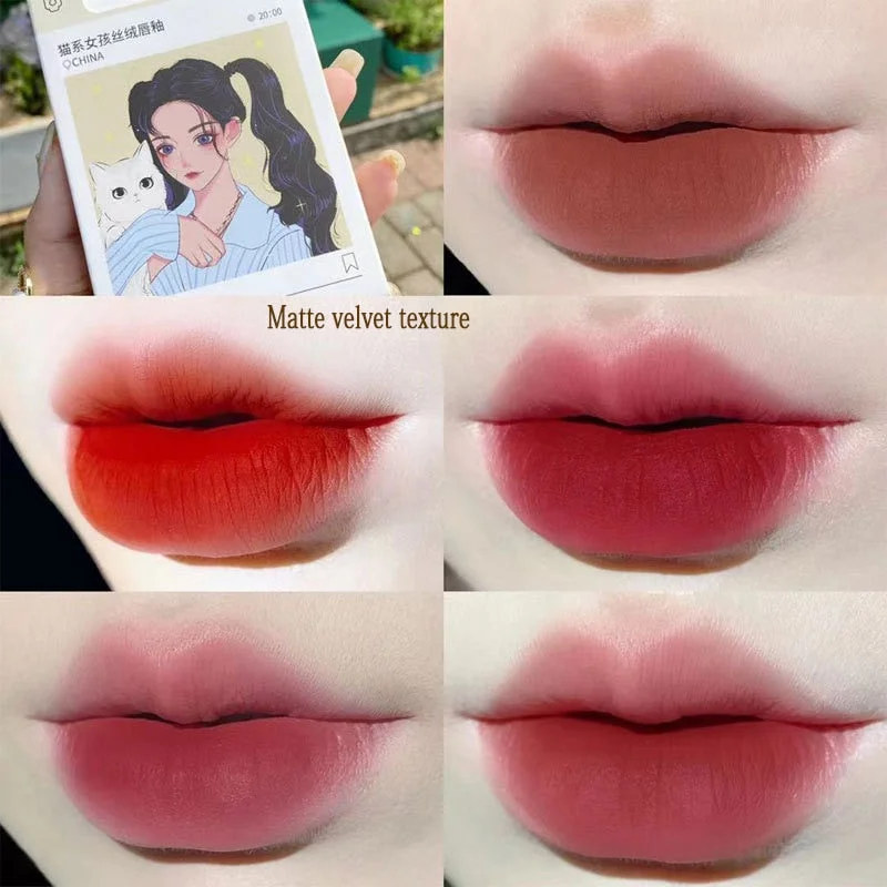 5Pcs Cigarette Lip Gloss Set Matte Red Tint for Lips Makeup Long Lasting Water Mirror Lip Glaze Waterproof Lipstick Kit Cosmetic