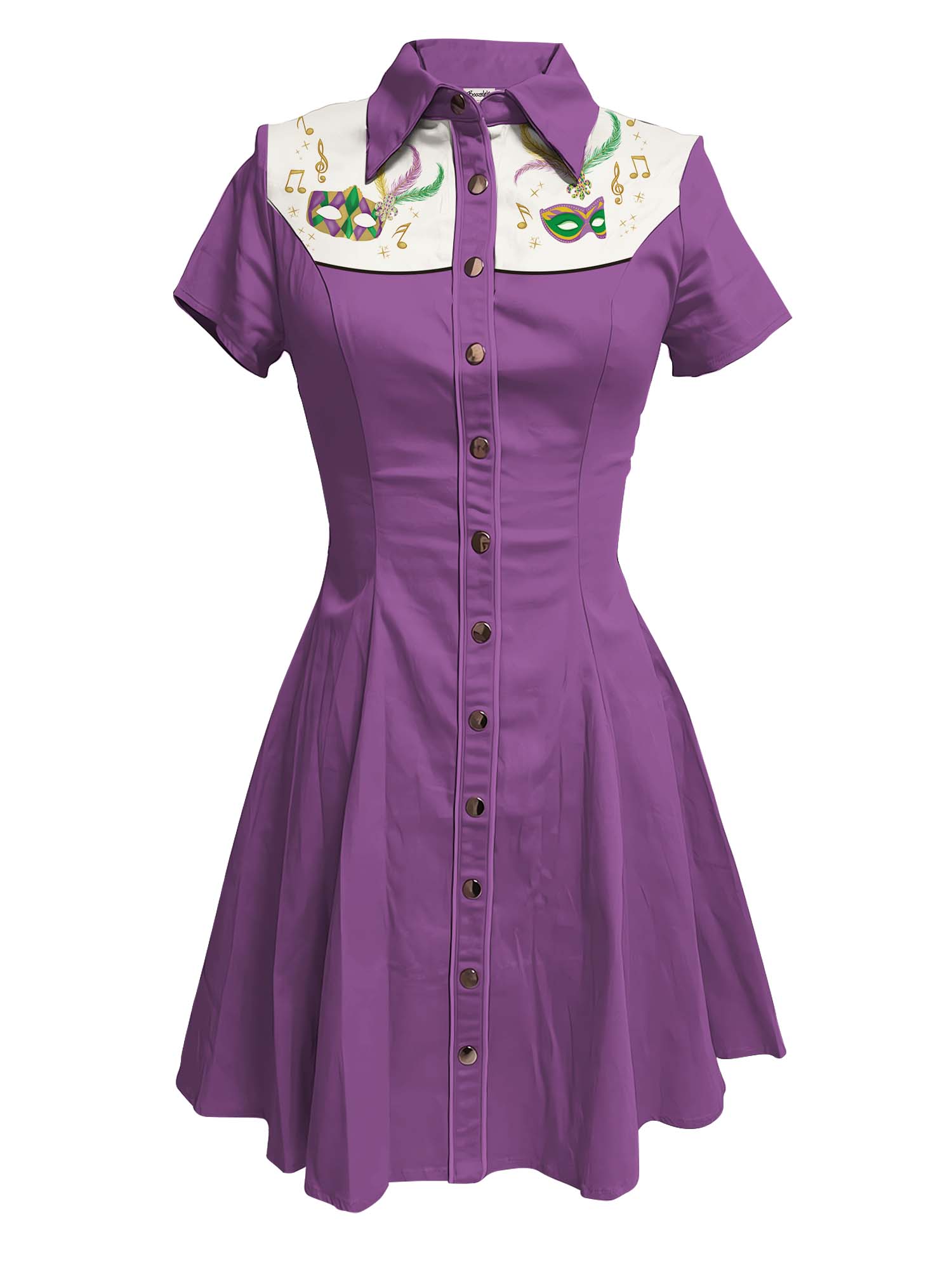 【Emily Sunday X Boozelele】Mardi Gras Crowns And Masks - 100% Cotton Dress