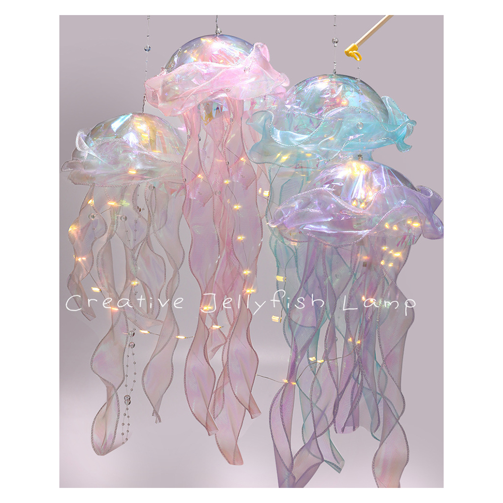 Tegooe DIY Jellyfish Lantern Kit - Colorful LED Night Light for Mermaid Theme Decor