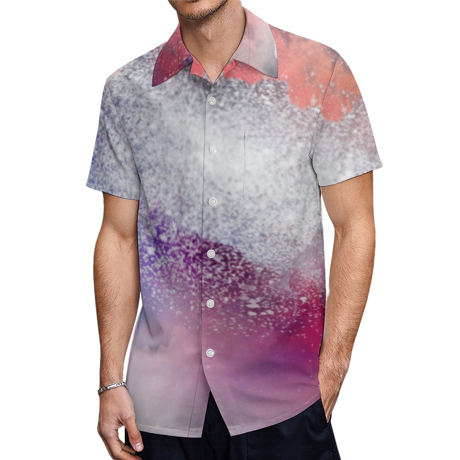 Abstract Celestial Pink Silver Burgundy Chic Cool Hawaiian Shirt Mens Button Down Tropical Hawaii Beach Shirts