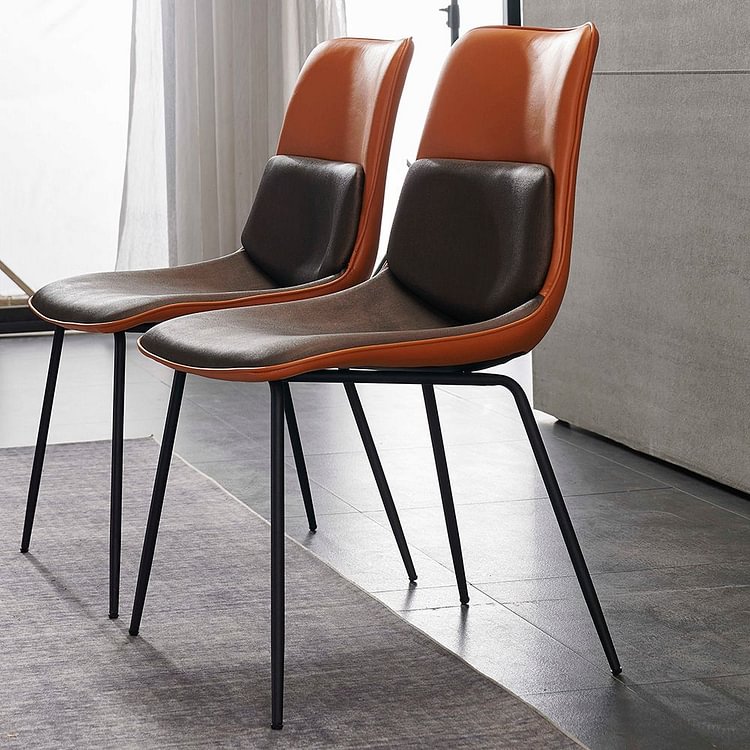 orange faux leather dining chairs