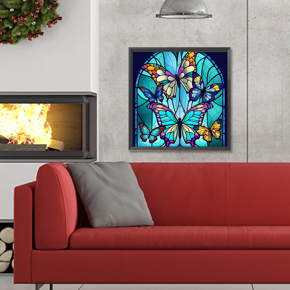 Diamond Painting - Full Round - Butterfly Stained Glass