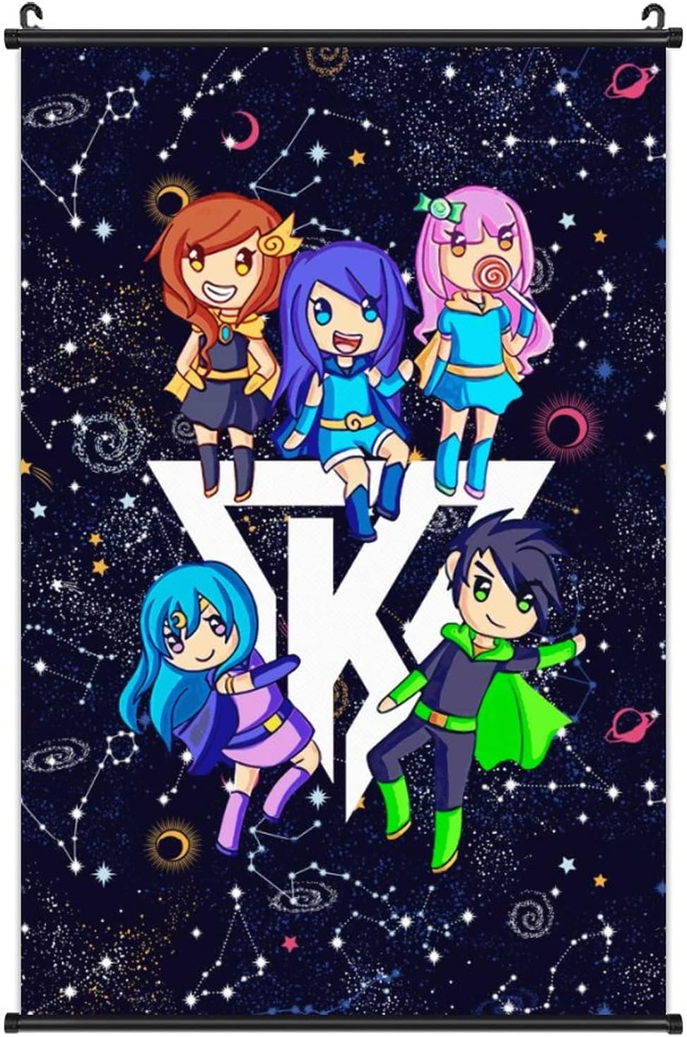 The Krew Its-Funneh Protagonists Poster Scroll Poster Canvas Poster Frame Hanger Wall Art Prints Aesthetic Artwork Painting for Home Decor Living Room Bedroom Office Wall Decor 24x16 Inch Cute Style -12
