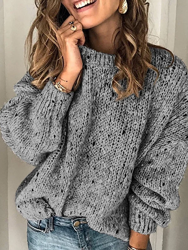 Women plus size clothing Women's Scoop Neck Long Sleeve Sweater Tops-Nordswear