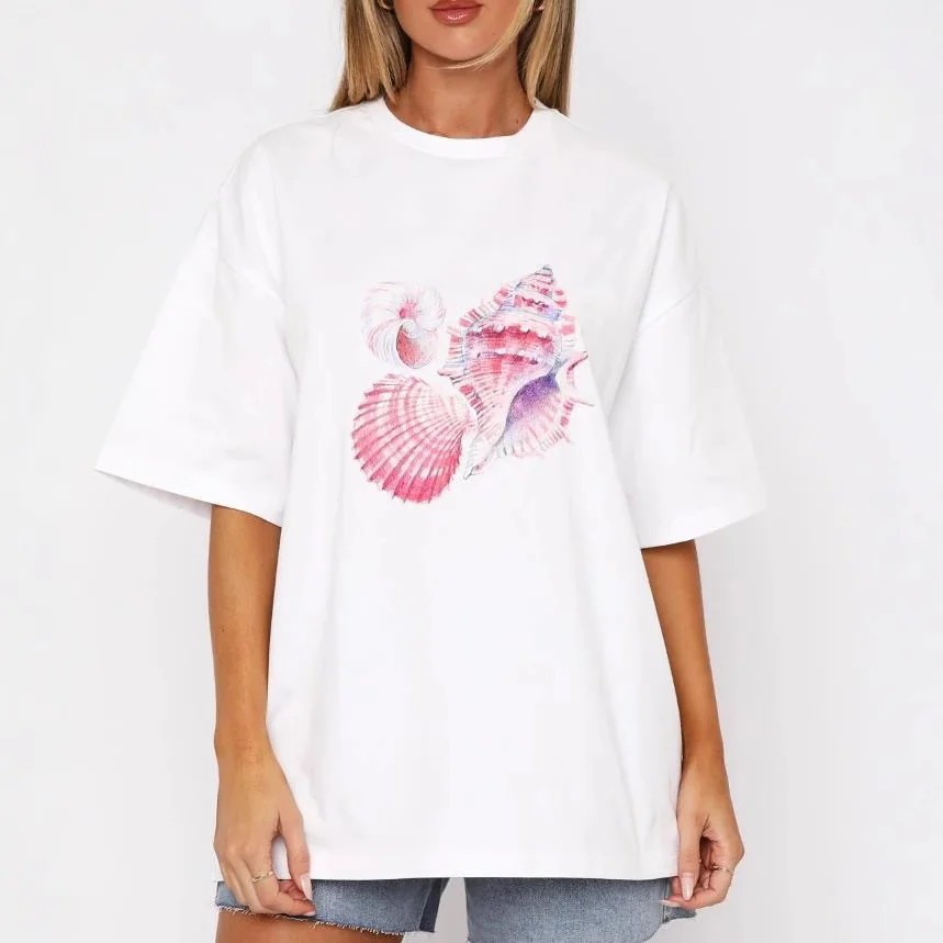 Athvotar Athvotar Print A Wide-Cut Short-Sleeved Women's T-Shirt Large Version Of Casual T-Shirt Top