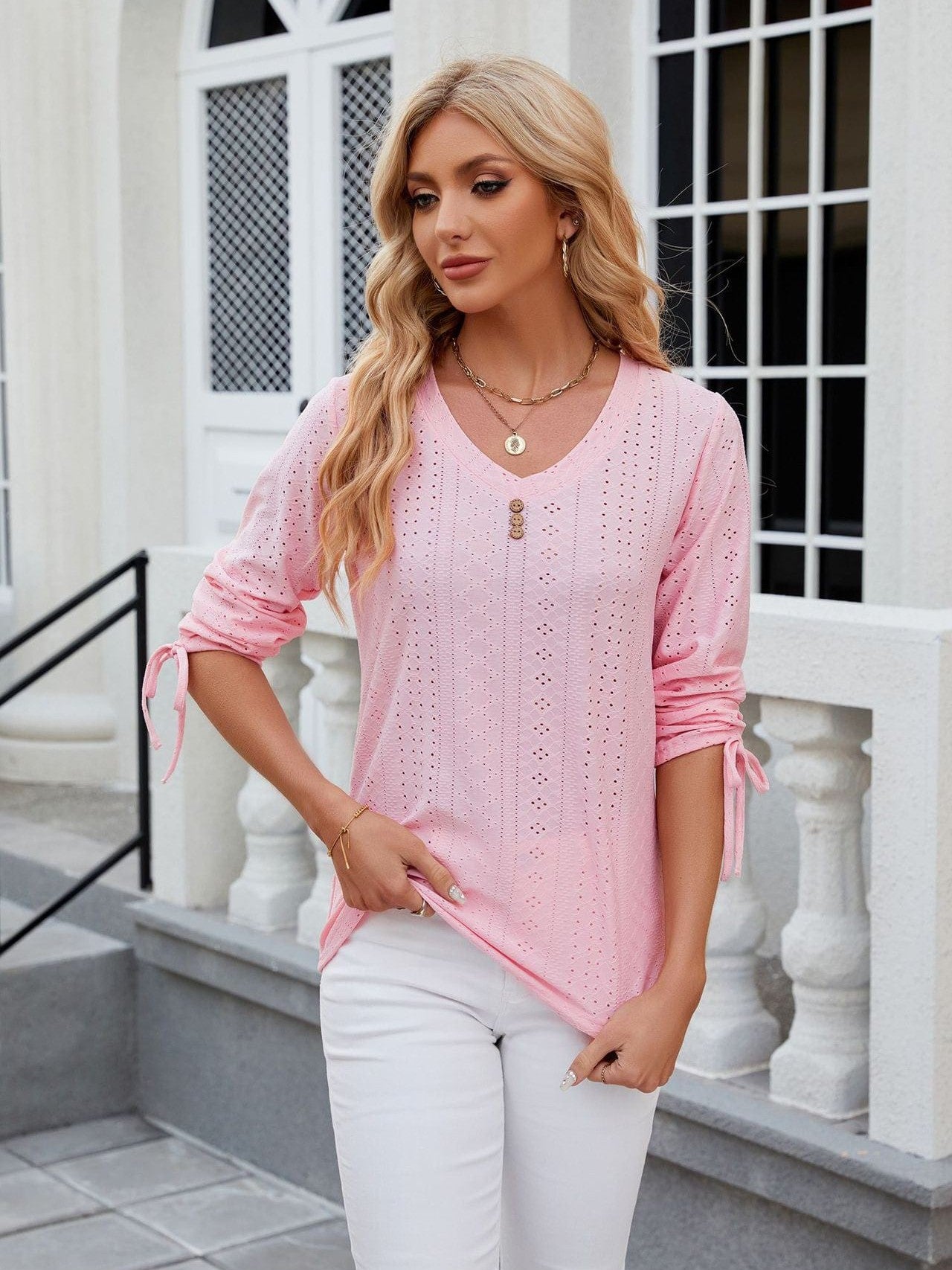 Grey Ribbed Knit Top with Short Sleeves