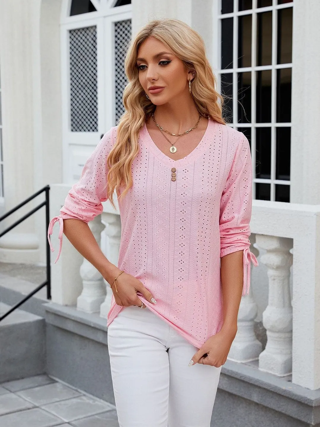 Grey Ribbed Knit Top with Short Sleeves