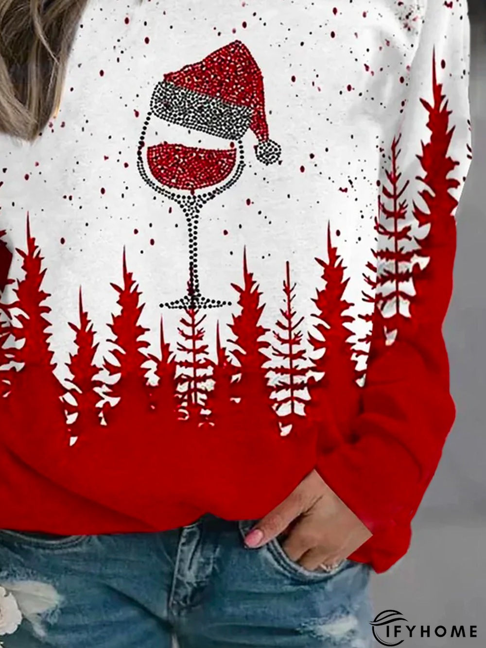 Loose Casual Crew Neck Christmas Sweatshirt | IFYHOME