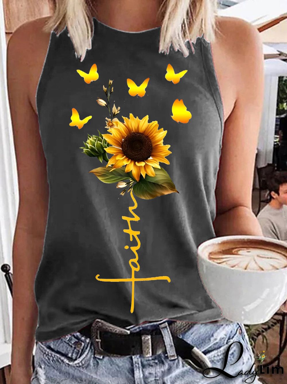 Women's Sunflower Faith Print Vest