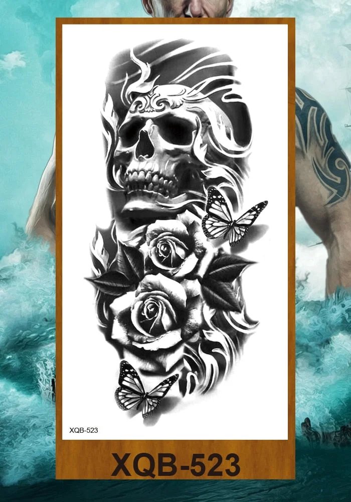Hot Sale Temporary Tattoos Stickers Night Demon Sword Snake Men Women Girl Flower Arm Body Leg Chest Fake Tatoo Waterproof DIY