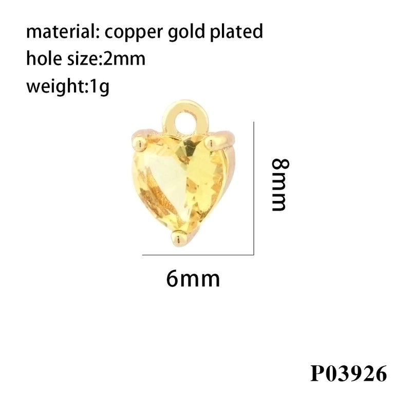 Romantic Minimalist Heart Shape Copper Plating Inlay Zircon 18k Gold Plated Valentine’s Day Charms
