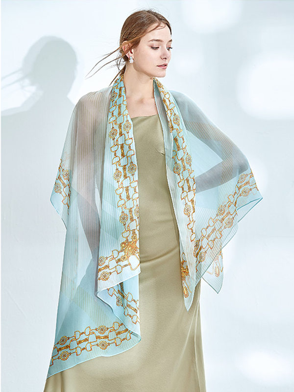 Light Blue Silk Scarf Ladies Scarf Spring Style