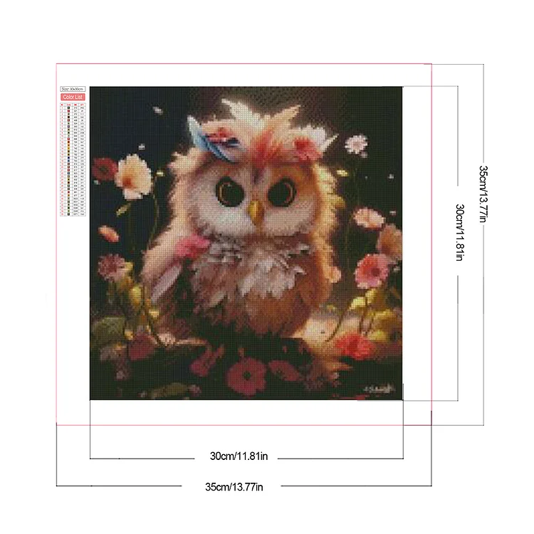 5D Diamond Painting Flowers and an Owl Kit