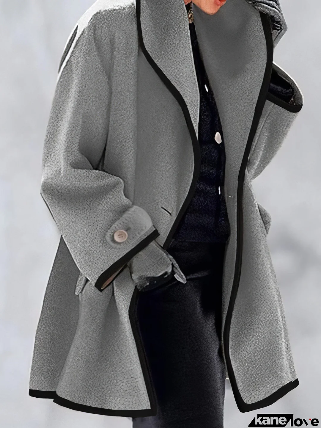 Loose Solid Hooded Woolen Coat