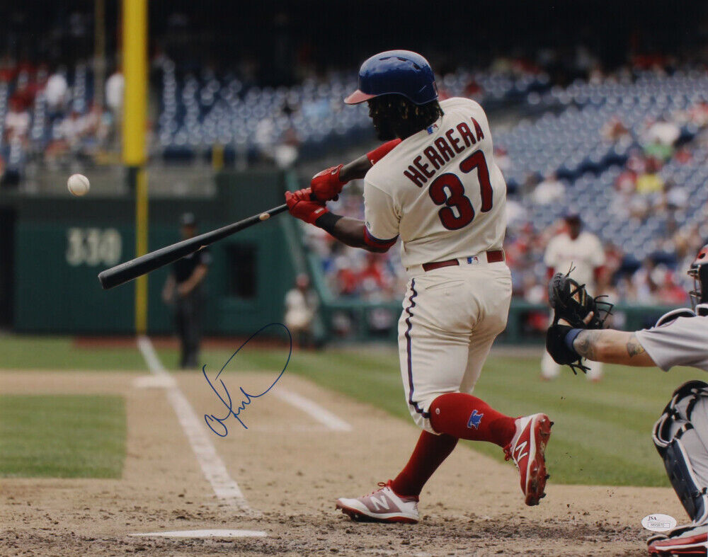 Odubel Herrera Signed Philadelphia Phillies Baseball 16x20 Photo Poster painting Poster JSA COA