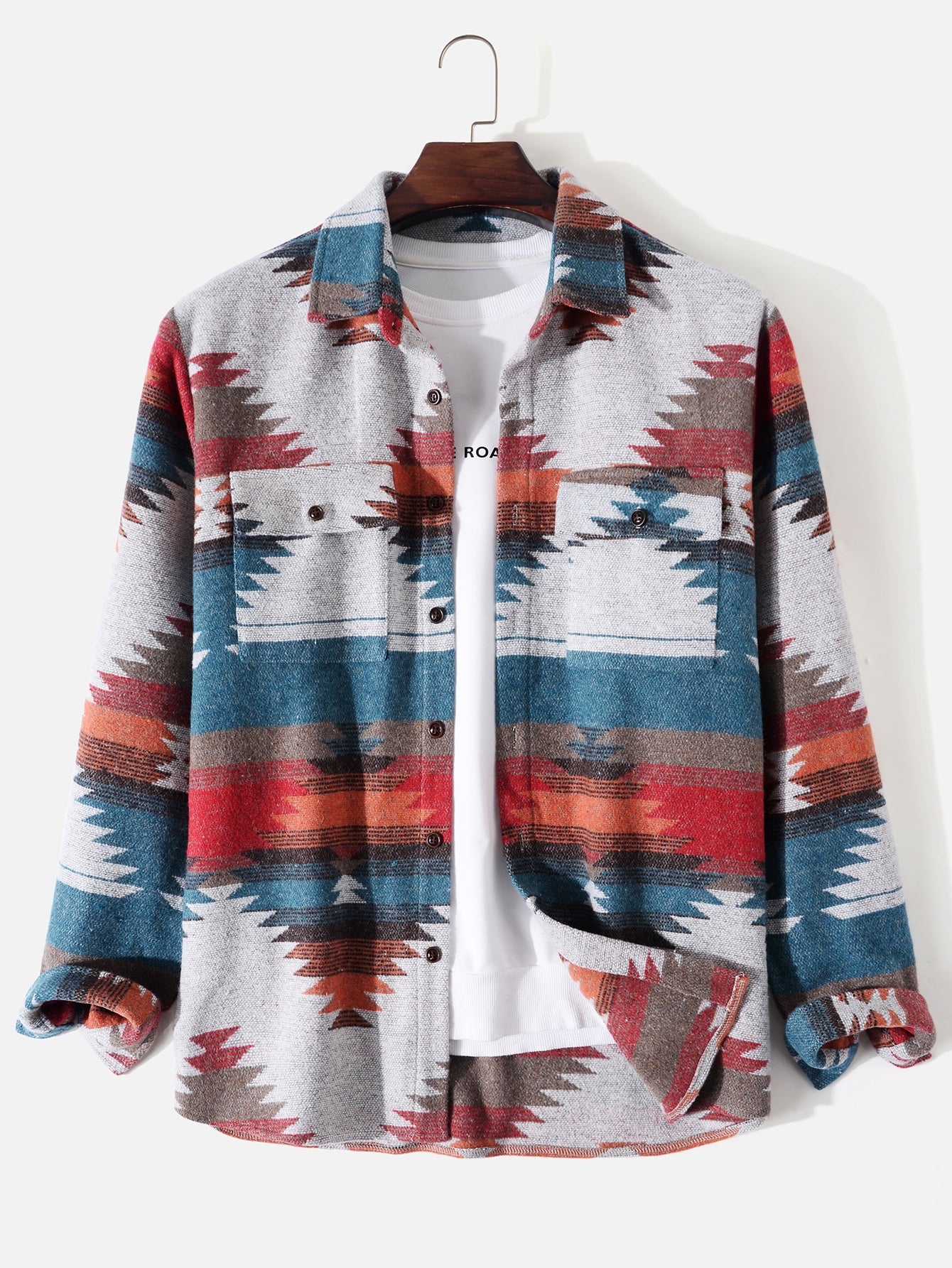 Aztec Geometric Print Overshirt