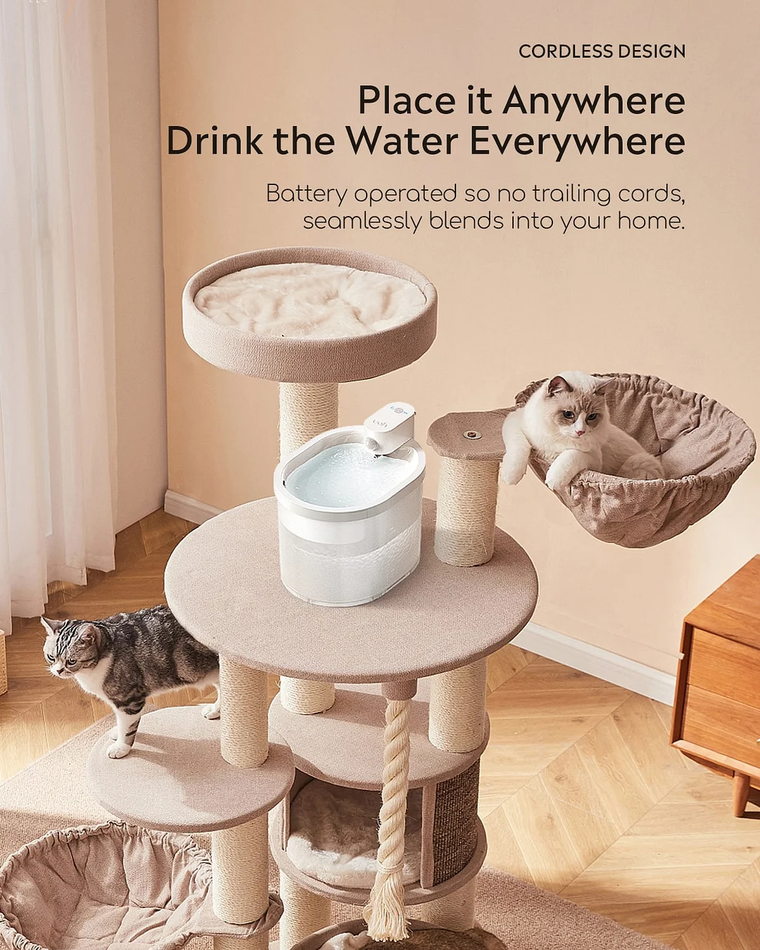 Uah Pet ZERO Wireless Cat Water Fountain