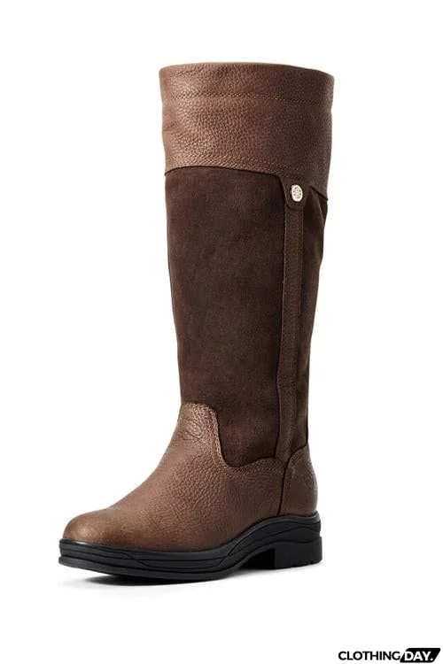 Patchwork Round Toe Flats High Boots