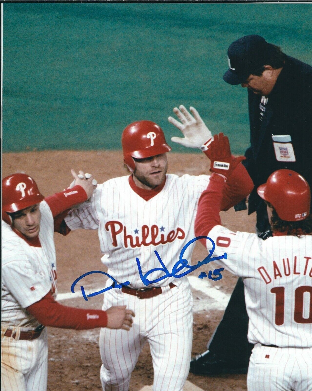 Signed 8x10 DAVE HOLLINS Philadelphia Phillies Autographed Photo Poster painting - COA