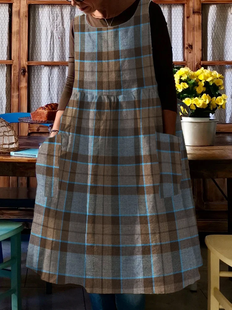Vintage Scotland Plaid Pleated Pinafore Dress