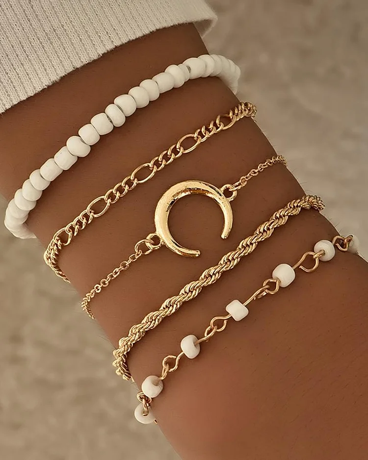 5PCS Moon Pattern Simple Chain Bracelet P6433945712