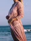 Loose Crochet Lace-Up Long Sleeves Cover-Ups Tops