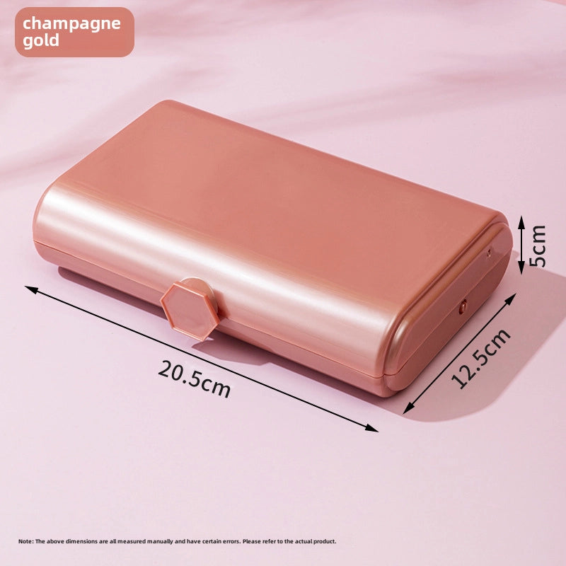 Cosmetic Box With Mirror Jewelry Storage Box Girl Student Double-layer Storage Box Portable Travel Cosmetics Storage Bag