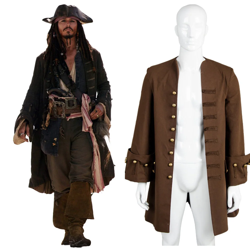Pirates Of The Caribbean Jack Sparrow Jacket Costume Halloween Carnival Party Suit