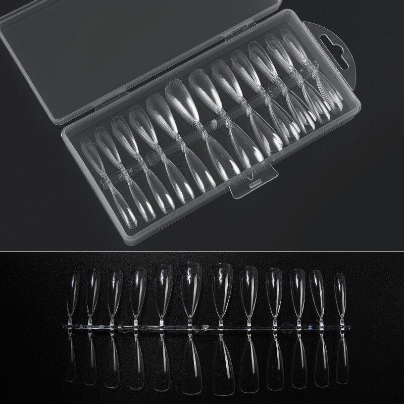[120PCS]  Almond Clear Press on Fake Nails Shape Gel X Short Coffin Full Cover Acrylic False Nail Tips Forms