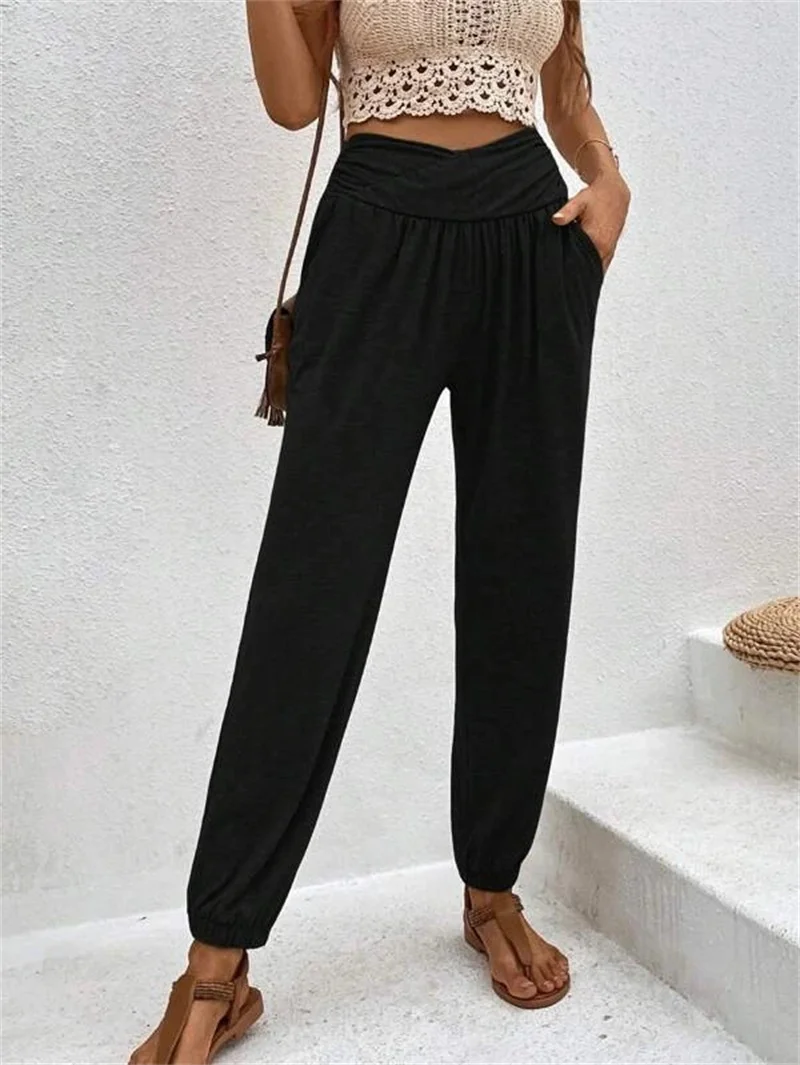 Nigikala Nigikala 2025 Women's Home Trousers Temperament Casual Loose Bag High Waist Girded Trousers Women