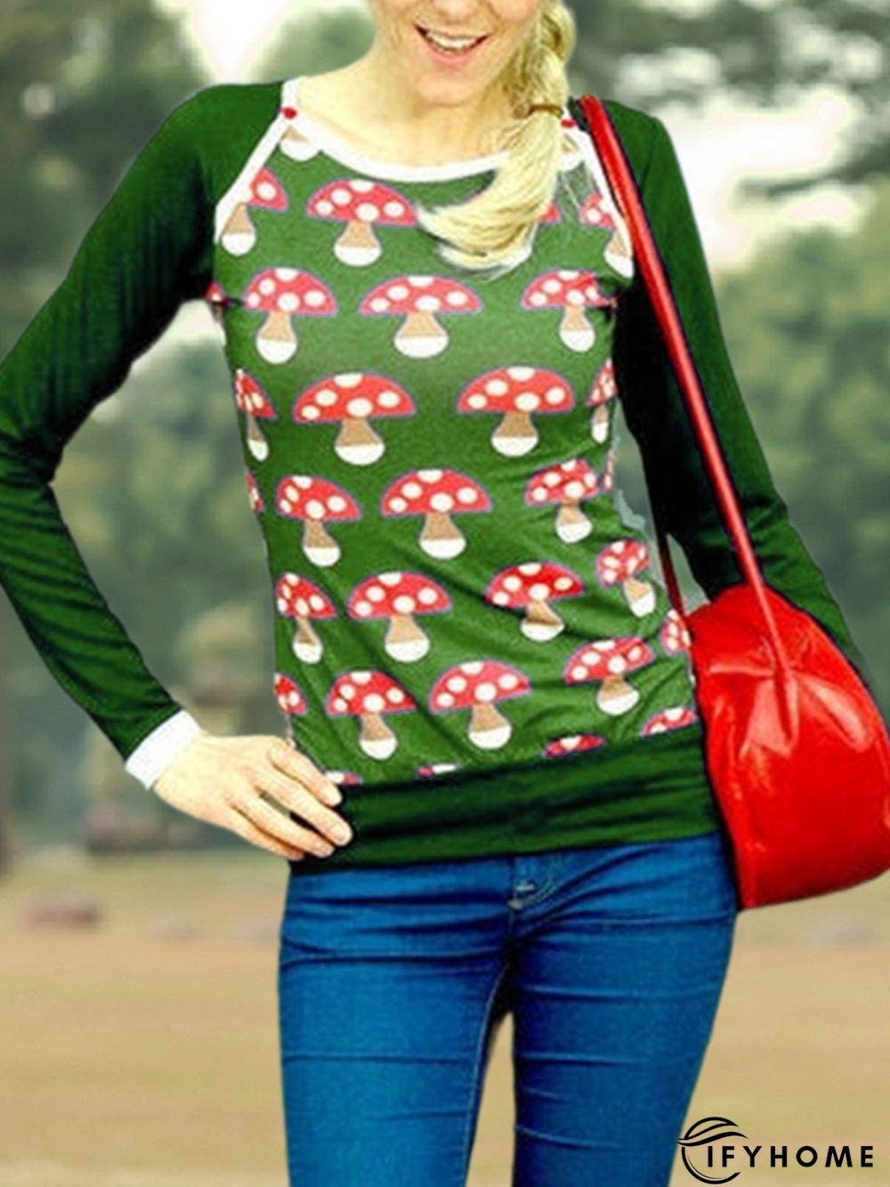 Printed Casual Loose Crew Neck Causal Top | IFYHOME