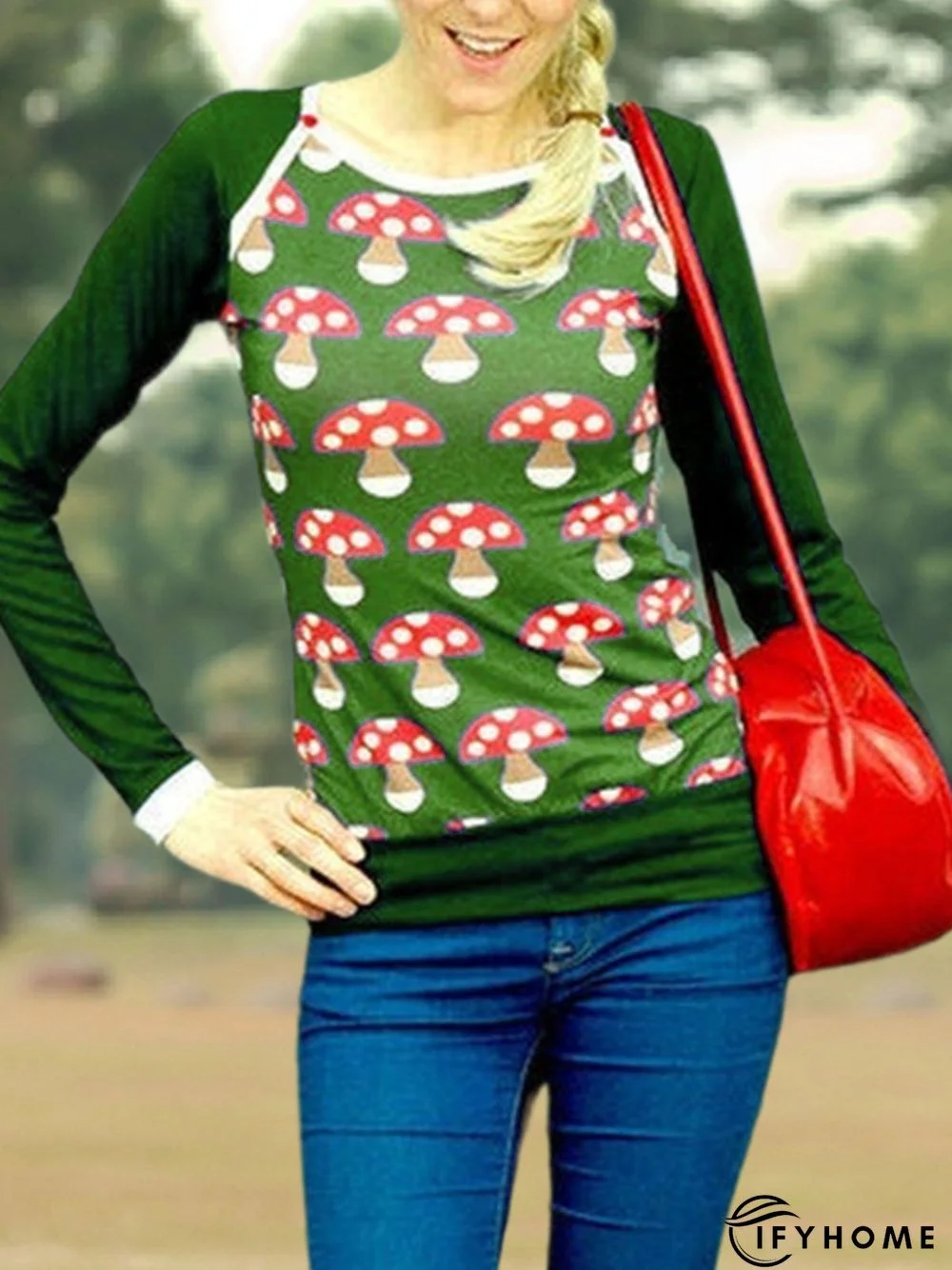 Printed Casual Loose Crew Neck Causal Top | IFYHOME