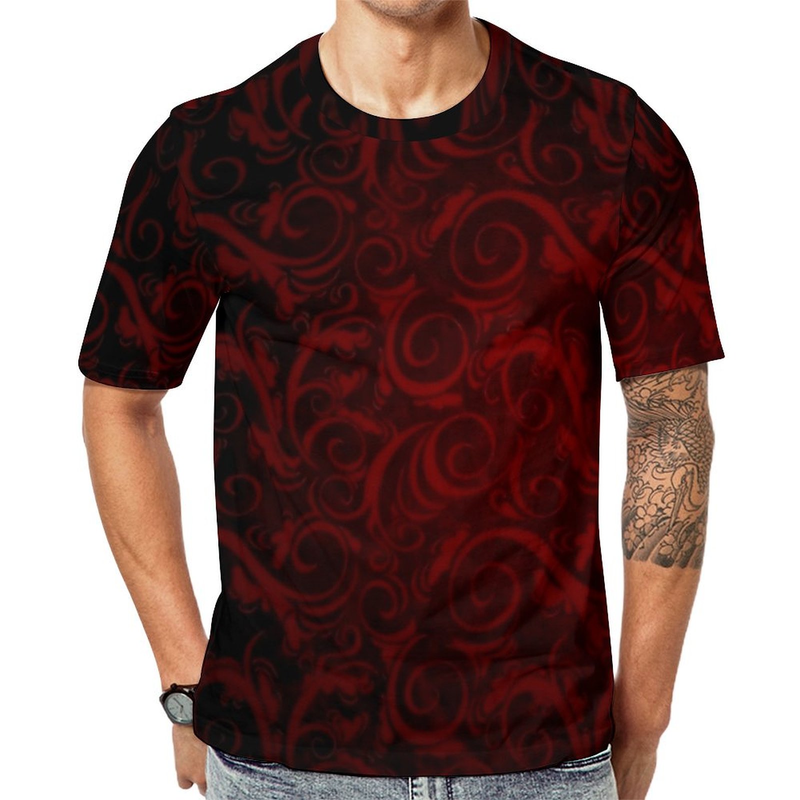 Black Red Gothic Victorian Vampire Short Sleeve Print Unisex Tshirt Summer Casual Tees for Men and Women Coolcoshirts