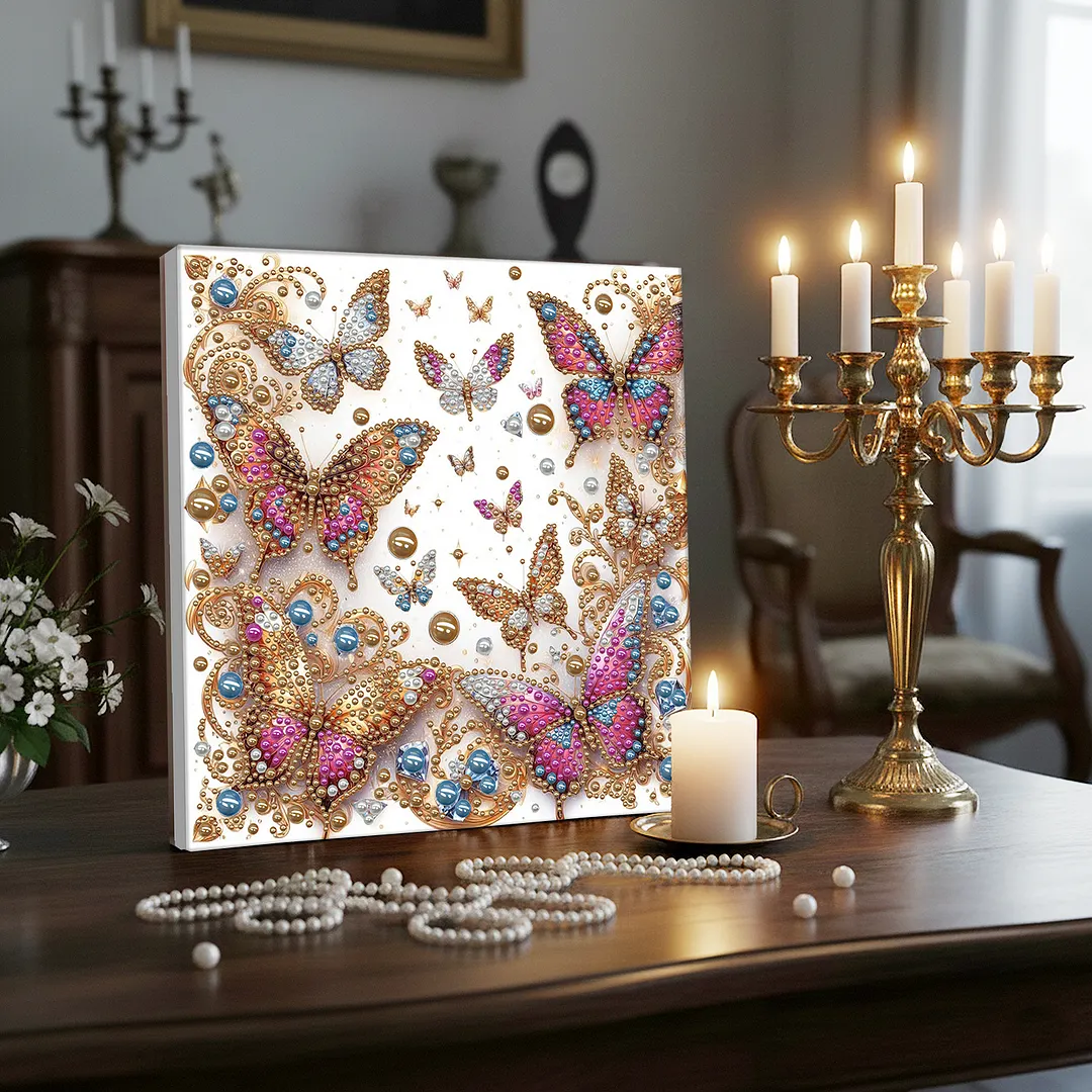 Butterfly - DIY Pearl Diamond Art Kit With Frame 30*30cm