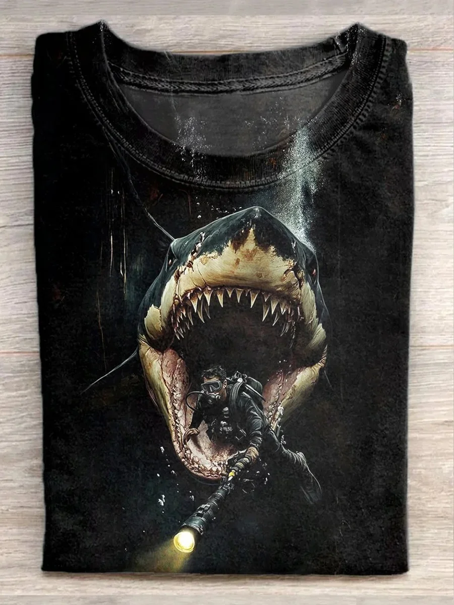 Eagerlys  Fierce Shark Art Print T-shirt Eagerlys