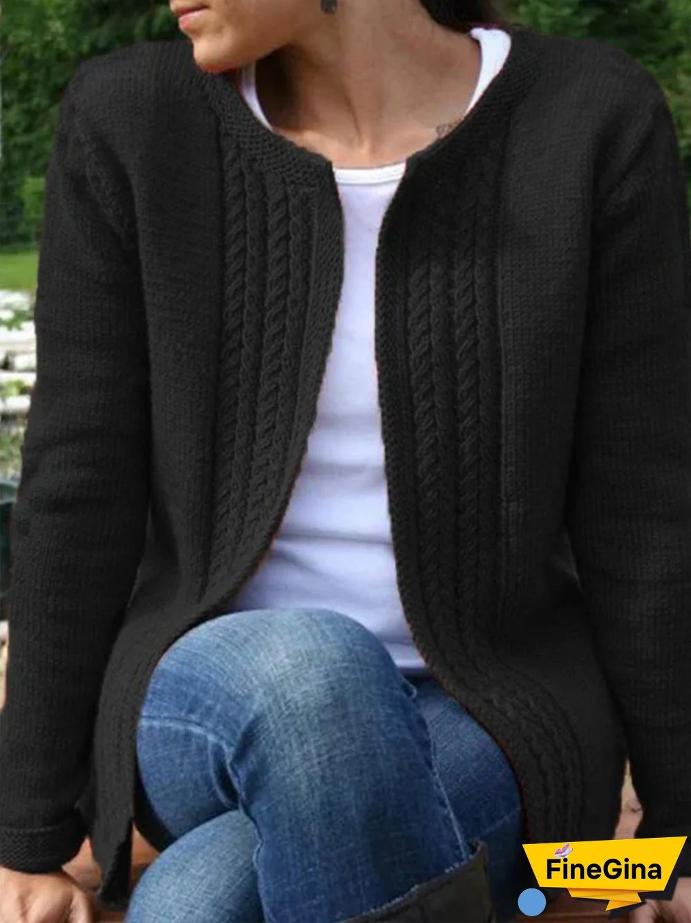 Casual Vintage Knitted Solid Sweater