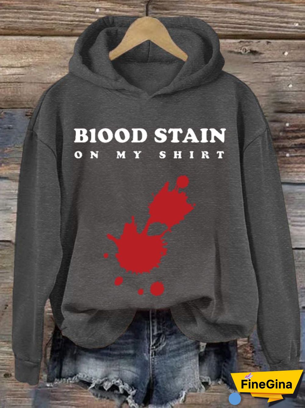 Women's Halloween Blood Stain On My Shirt Printed Hoodie
