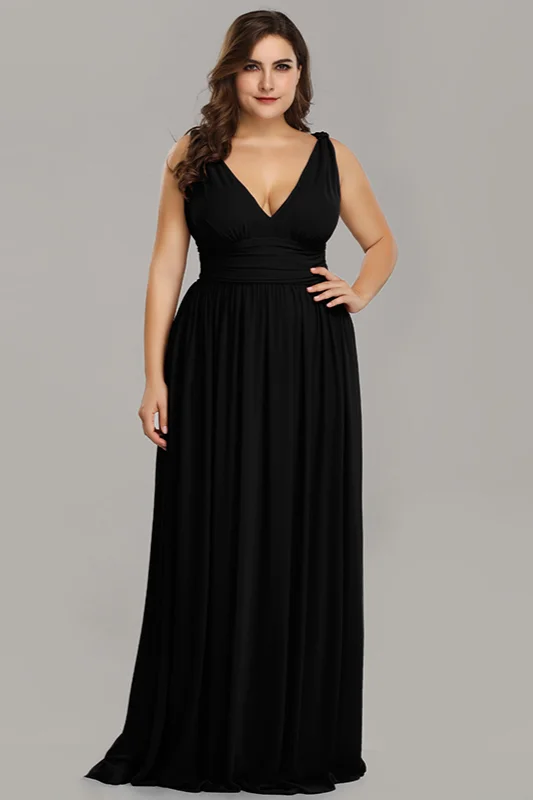Elegant V-Neck Sleeveless Long Plus Size Prom Dress Online