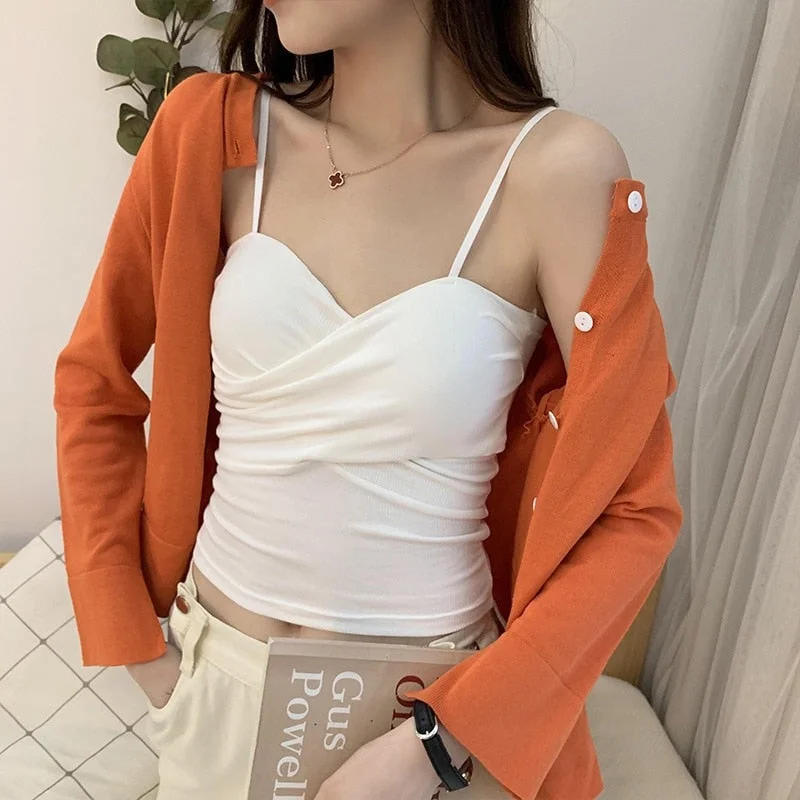 Women Cotton Underwear Push Up Brassreie Women Suspender Tank Up Sexy Fashion Top Ladies Solid Color Lingerie Female  Soft Top