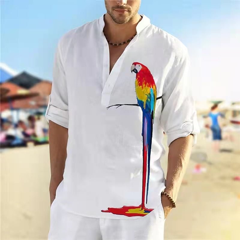 Round neck slim printed men shirt