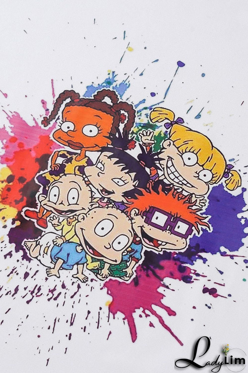 Pink Fashion Casual Cartoon Print Basic O Neck T-Shirts