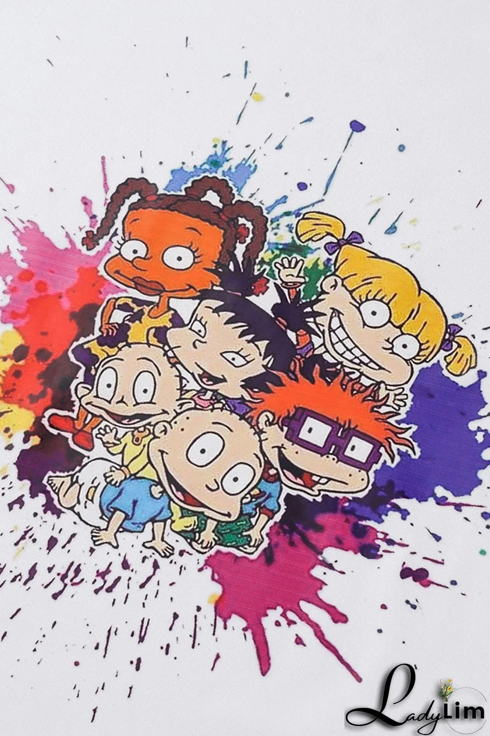 Pink Fashion Casual Cartoon Print Basic O Neck T-Shirts