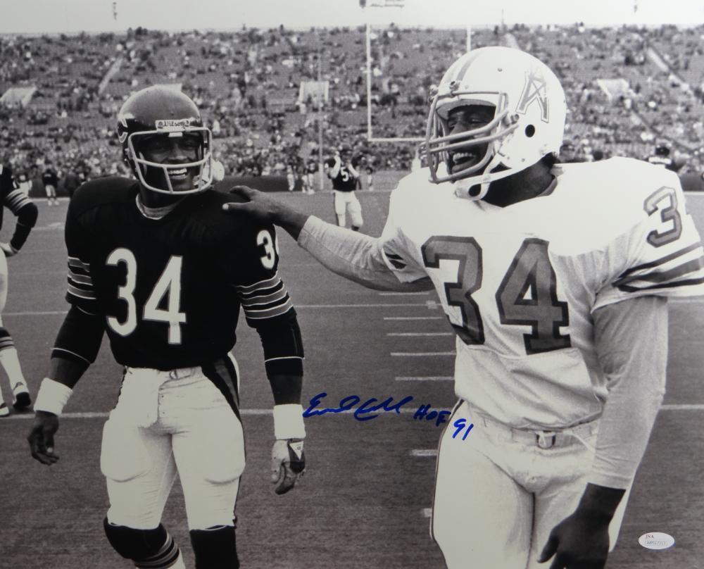 Earl Campbell HOF Signed Oilers 16x20 With Walter Payton Photo Poster painting- JSA W Auth *DRK