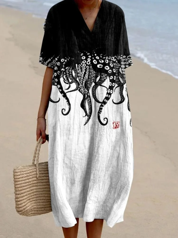 Women's  Octopus  Art Print  Casual Dress