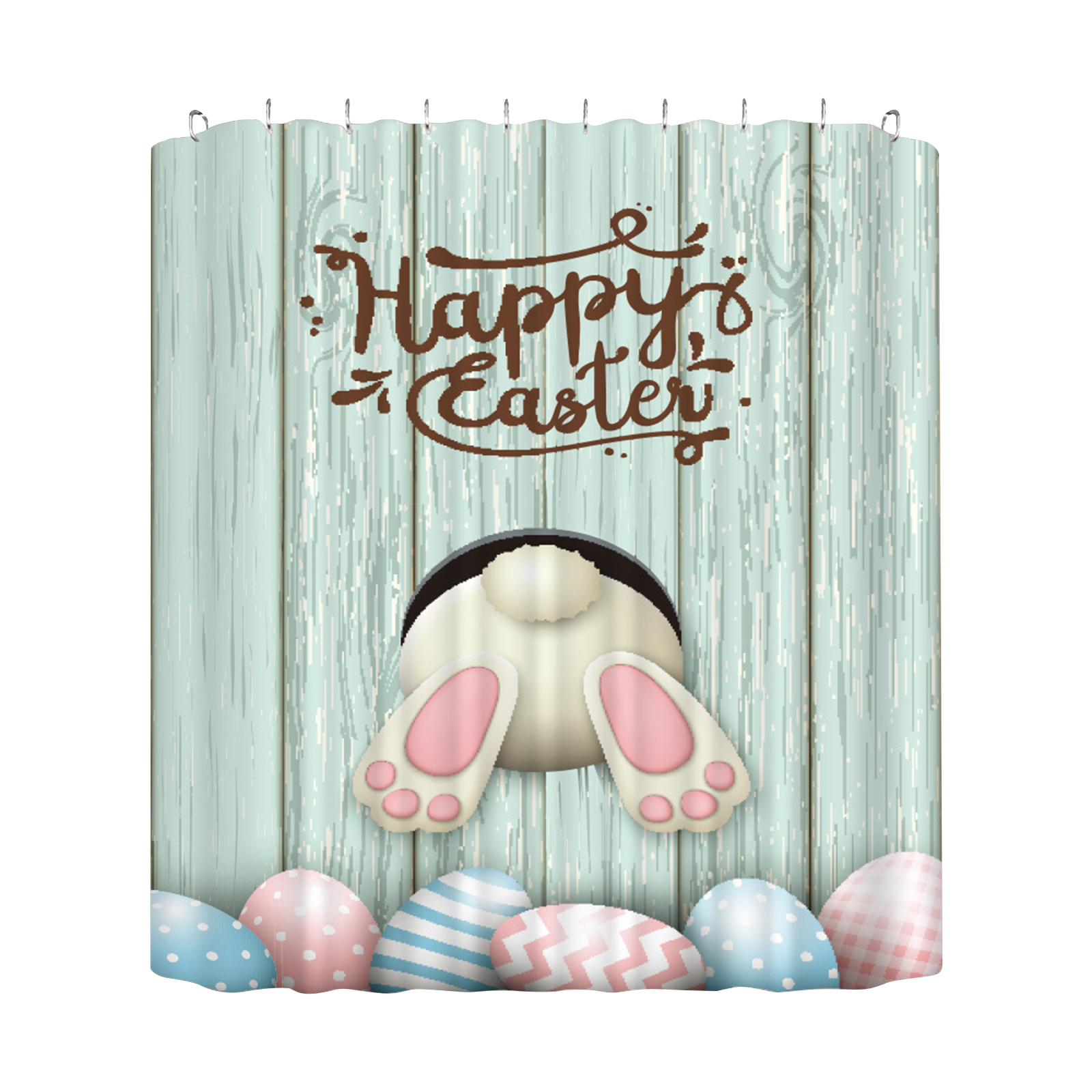 

Happy Easter Shower Curtain Cartoon Rabbit Print Waterproof Curtains Decor, 501 Original